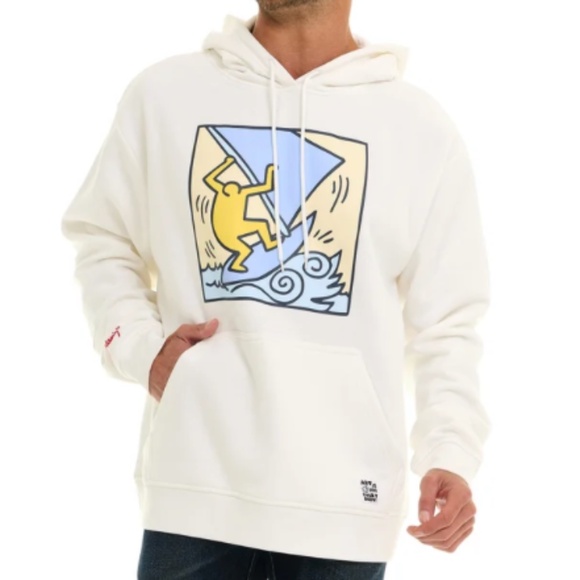 Keith Haring Ivory Ocean Wind Surfing Sailing Sweatshirt Hoodie S - Picture 3 of 3